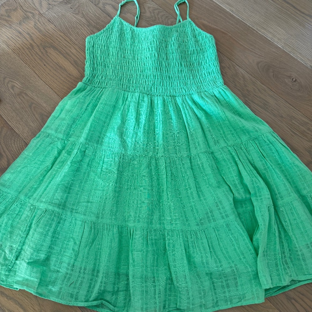 American Eagle Outfitters Green Smocked Mini Dress
